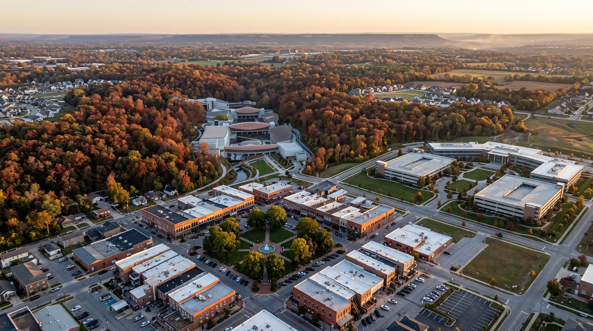 Aerial view of Bentonville, Arkansas