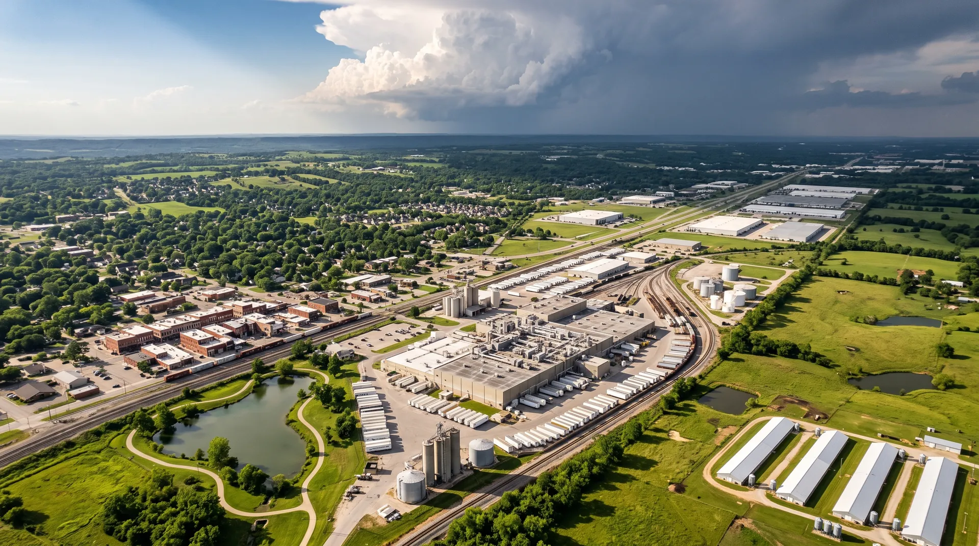 Aerial view of Springdale, Arkansas
