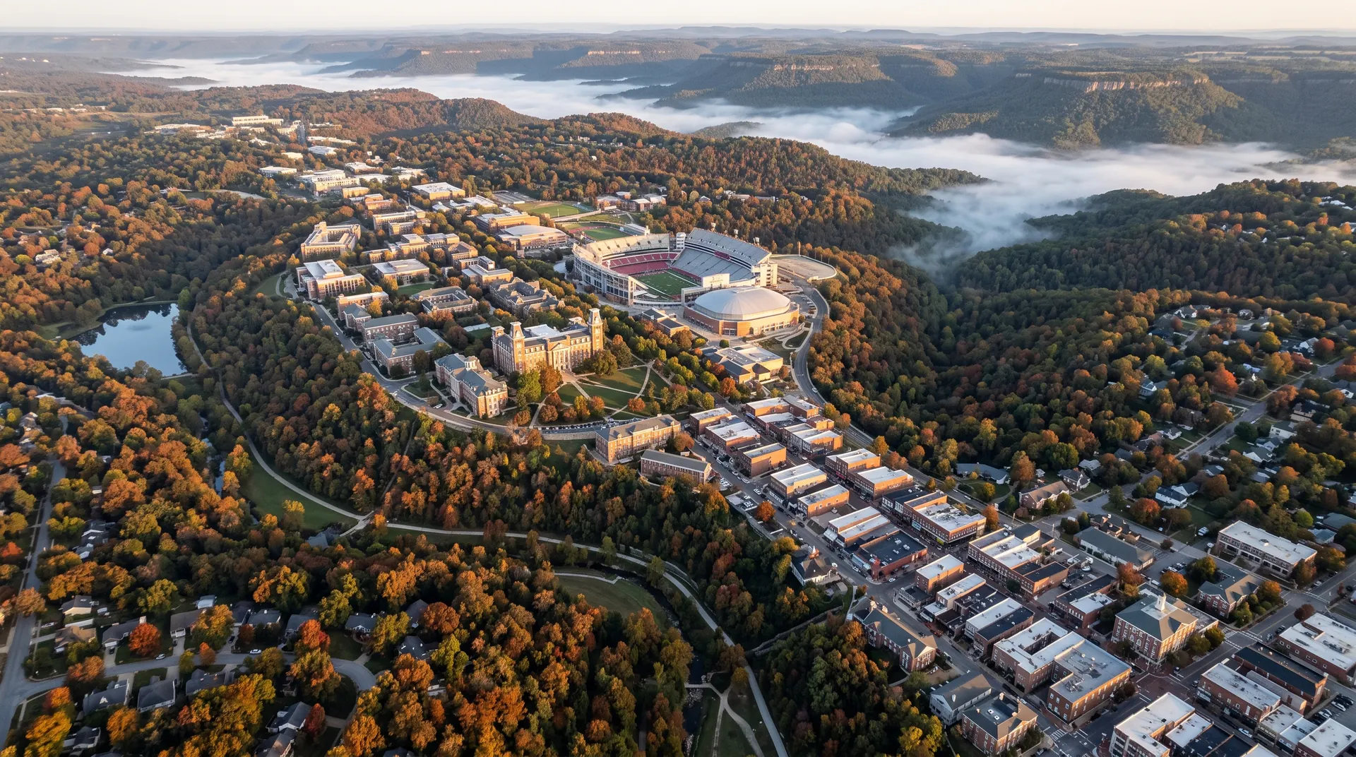 Aerial view of Fayetteville, Arkansas